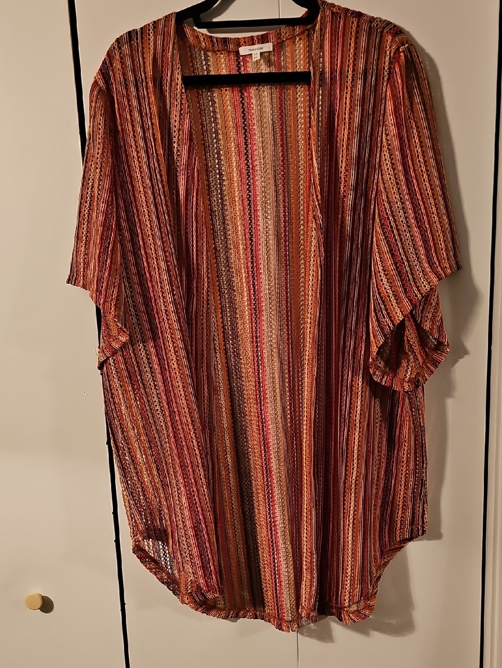 Maurices XL Multicolor Striped Open Weave Cardigan